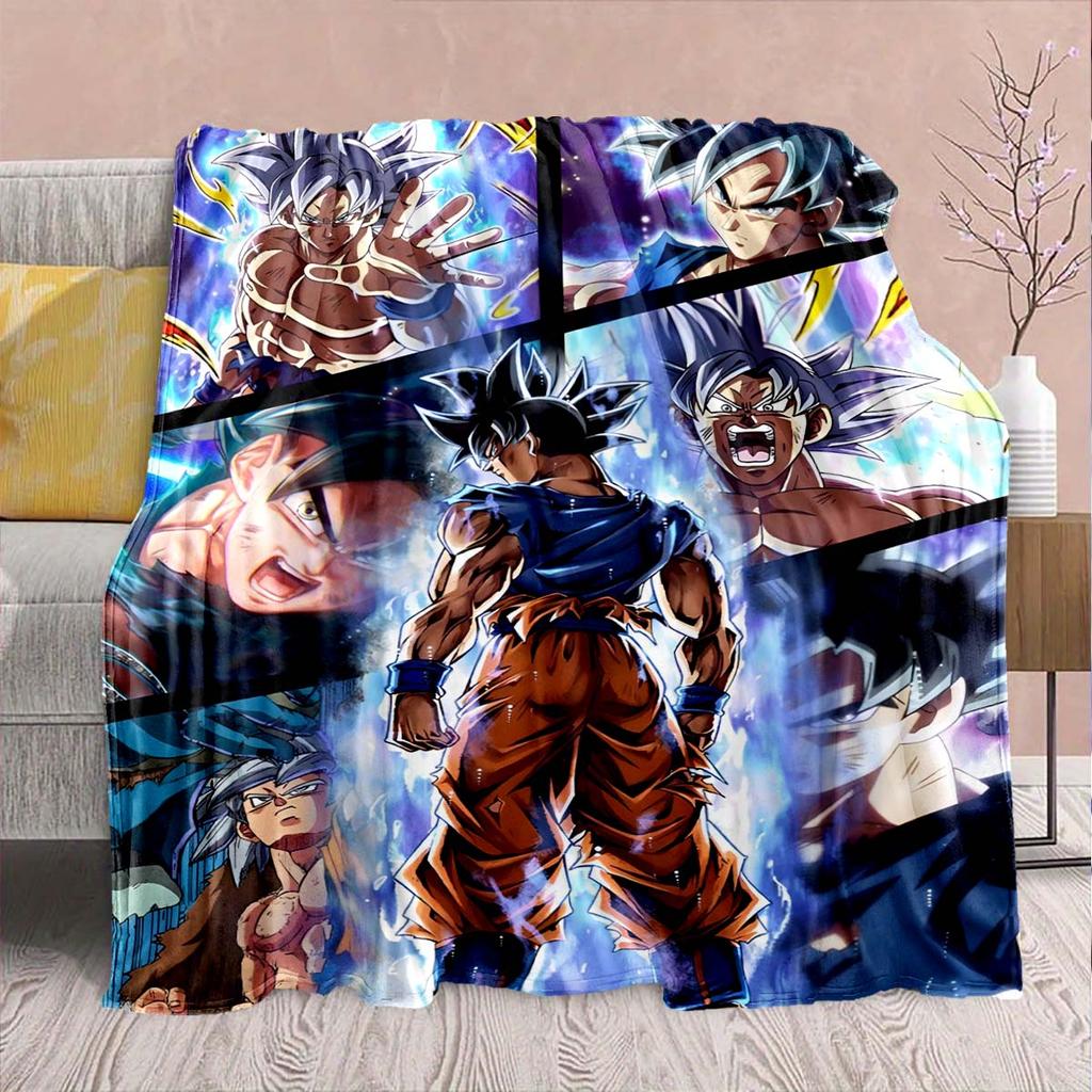 Фланелевое одеяло из аниме Dragon Ball - Мягкое, теплое, идеально подходит для дивана, постельного белья, кемпинга, путешествий, офиса, домашнего декора -QJY