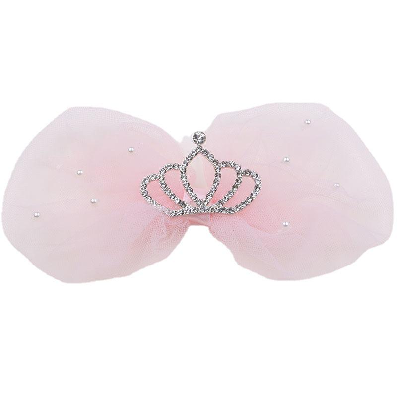Летний бант-корона заколка для волос для детей – Милая принцесса сетка жемчуг заколка