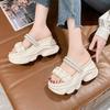 Fairy Summer Wedge Heel Slippers: Thick Sole, Height-Boosting, Petite Women's Cool Outdoor Two-Wear Beach Slippers.