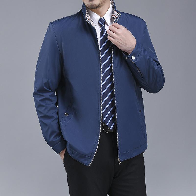 Autumn and Winter New Loose Stand-up Collar Jacket Men's Middle-aged and Elderly Jacket Thin Business Casual Jacket Men's