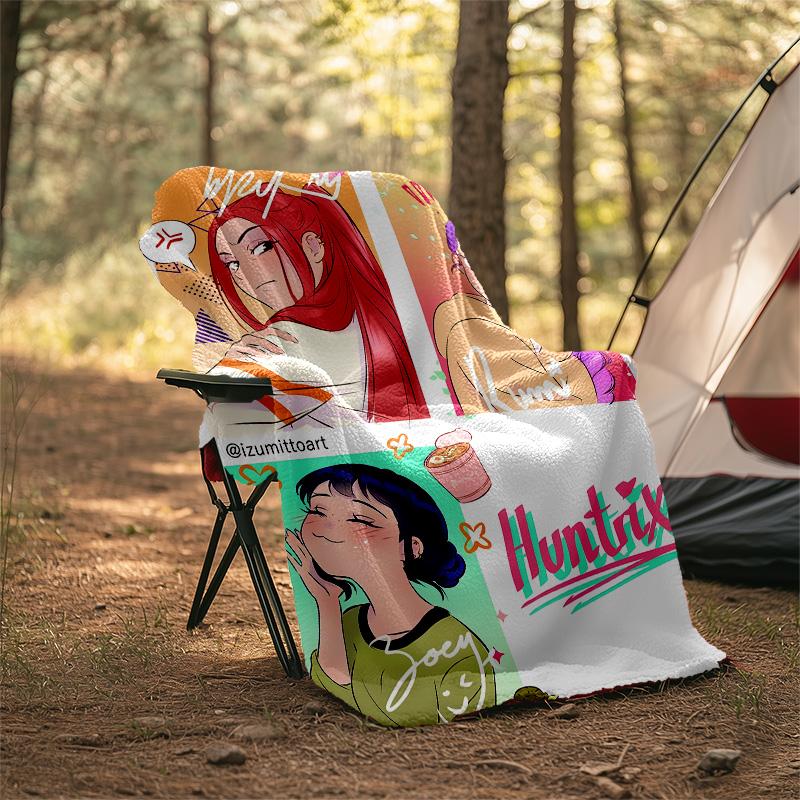 1pc KPop8 Theme Blanket - Digital Print, Polyester, Cozy for All Seasons, Perfect for Outdoor, Camping, and Travel
