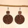 Retro Harvest Leaf Wood Chip Earrings