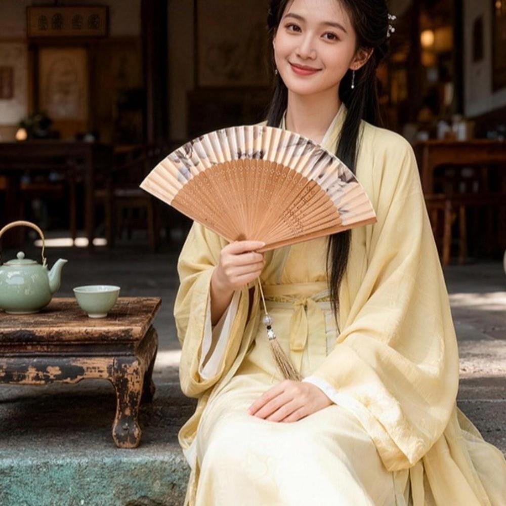 with Tassel Chinese Style Fan Antique Dance Fan Exquisite Folding Hand Fan Traditional Events