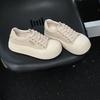 Платформенные белые туфли женские уродливые милые дышащие 2025 весна новая нишевая парусиновая обувь повседневная спортивная обувь для скейтборда обувь-хлеб