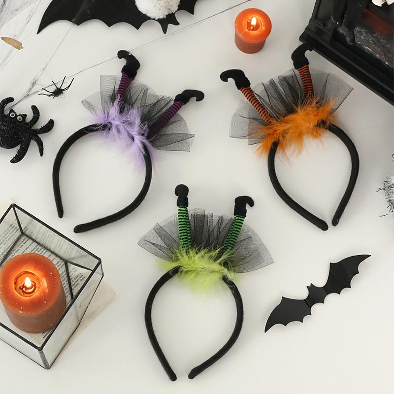 Kid And Adult Halloween Headband With Witch Legs Fabric Construction Suitable For Parties And Gifting