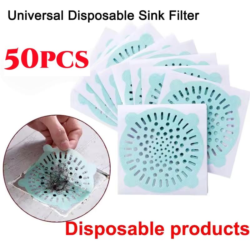 50pcs 10x10cm Disposable Floor Drain Stickers Anti-blocking Filter Floor Drain Mesh Sticker Hair Catcher Stopper Shower Drain