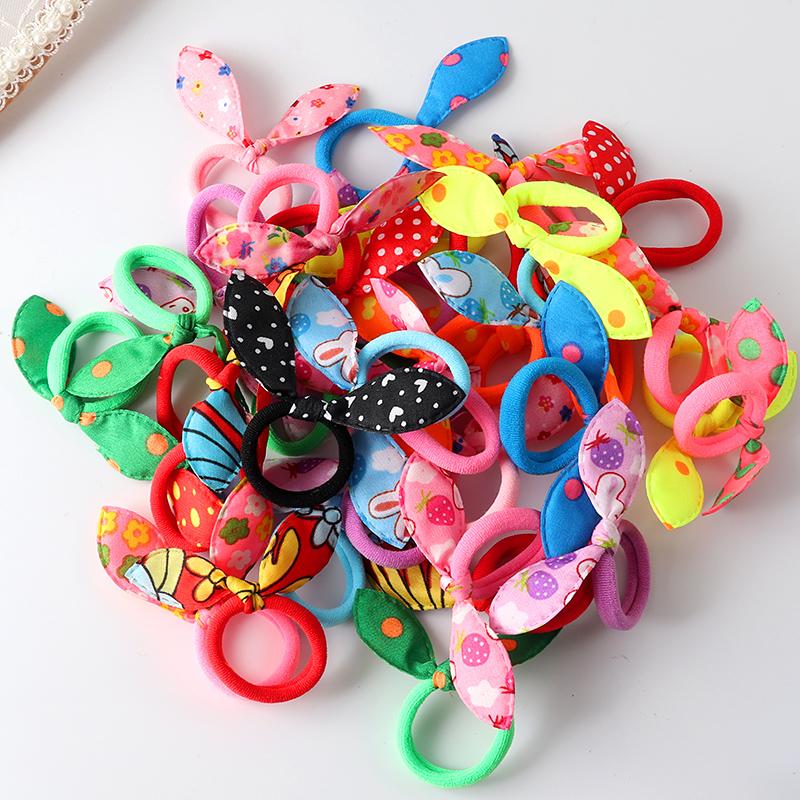 20Pcs Cute Small Rabbit Ear Hair Bands Girl Rubber Band Baby Headwear Hair Accessories