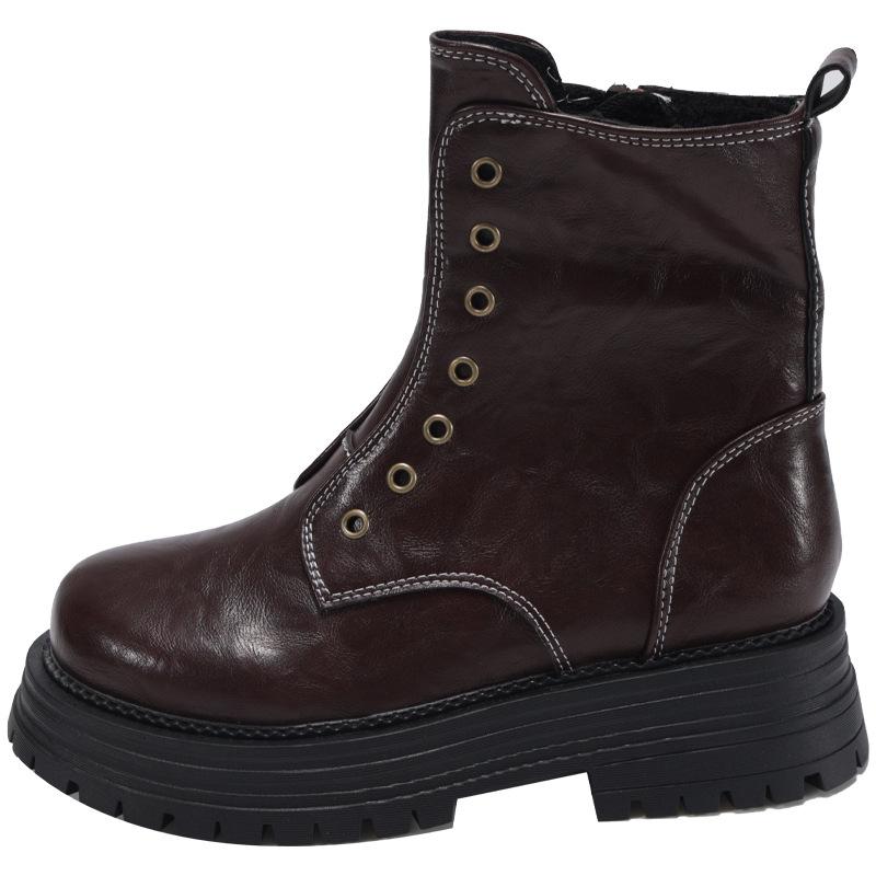 Празднуйте женские ботильоны ретро платформа кожаные короткие кожаные готический панк стиль женская обувь боковая молния ботинки для женщины