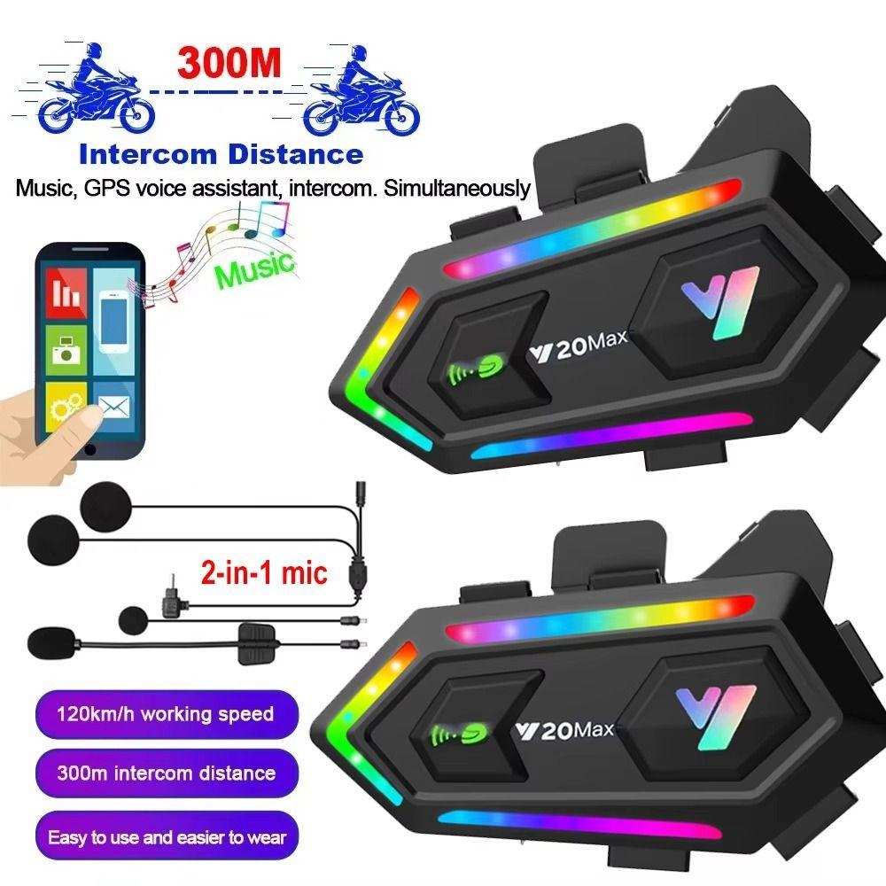 1 шт. RGB Цветные Смешивающие Динамики для Мотоциклетного Шлема Bluetooth 5.3 Автоматический Ответ Шлем Наушники Громкая Связь Водонепроницаемые