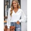 Women's V-neck Lace Patchwork Lantern Sleeve Shirt