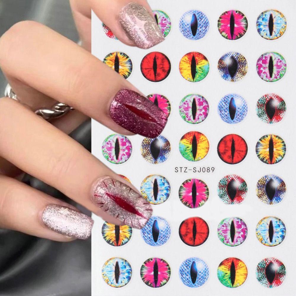 Dinosaur Animal Eyes 3D Dragon Eye Cute Nail Art Decoration Hot Nail Stickers for DIY Nails