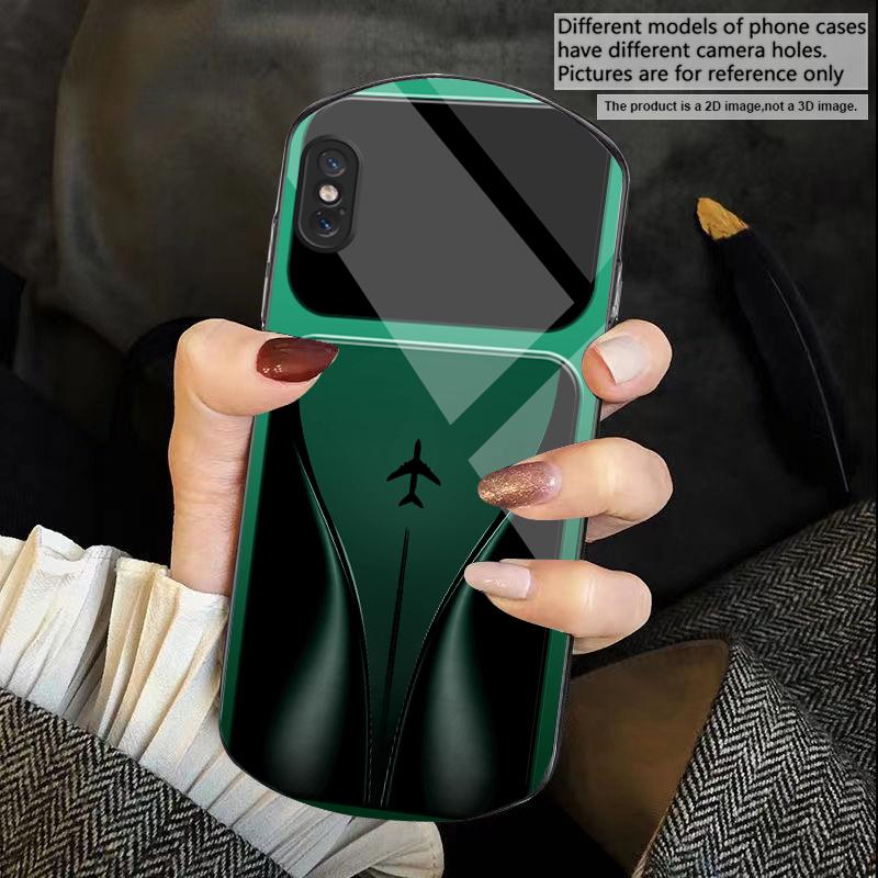 Самолет в постепенном полете Для iPhone 17 16 15 14 Pro 13 Plus 12 mini 11 Pro Max XR X S 7 8 Эллиптический закаленный стеклянный чехол для телефона