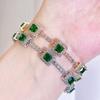 WWJ European Elegant Emerald Color CZ Zirconia Generous Simple Fashion Temperament Personality Wild Woman Texture Noble Tennis Bracelet