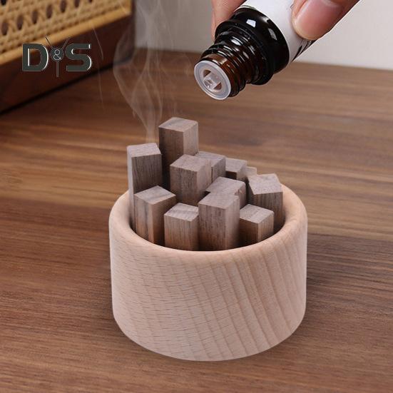Wooden Aromatherapy Diffuser Round Car Essential Oil Diffuser Natural Wood Stick Fragrance Expanding Base Home Office Desktop Decoration