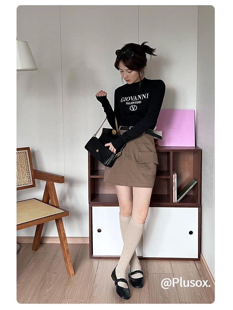 Женские бежевые хлопковые теплые носки выше колена Plusox - Коллекция Осень/Зима