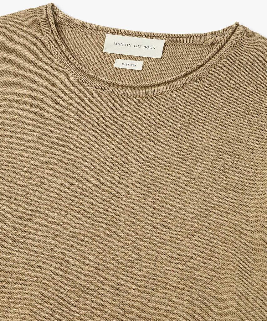 MAN ON THE BOON Rolled Edge Linen Blend Knit_Beige 4716113016