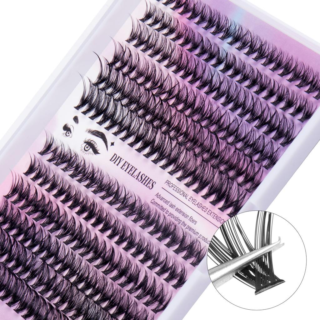 240 Tufts 3040D Single Tufts False Eyelashes 10-14Mmdiy Segmented Multi-Hair Natural Thick Eyelashes