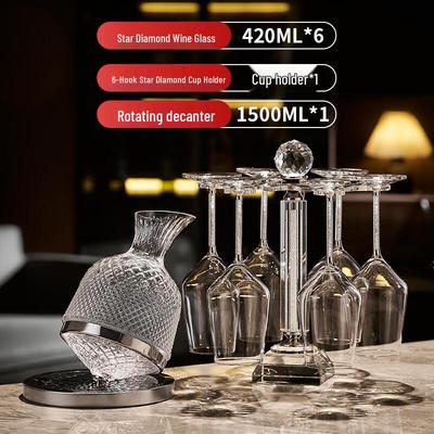 Набор бокалов для красного вина Yipan White Diamond, ручная работа, с декантером и подставкой