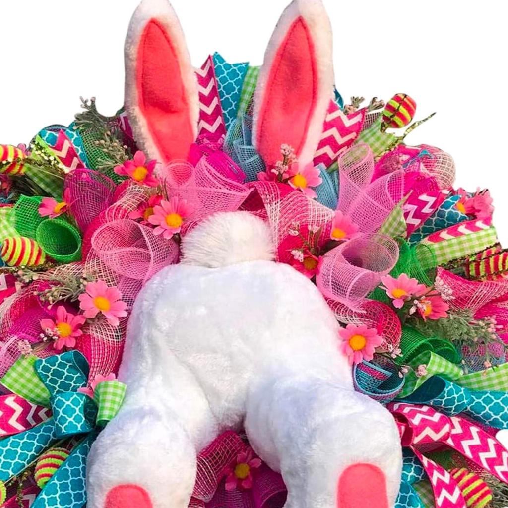 16inch Vibrant Easter Wreath Garland Front Thief Butt Ears Home decor Outdoor Decorations Ornaments