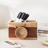 Держатель для ручек в форме камеры Органайзер для ручек Настольный декор Деревянная подставка для ручек Ручки Кисти Очки Многофункциональный держатель