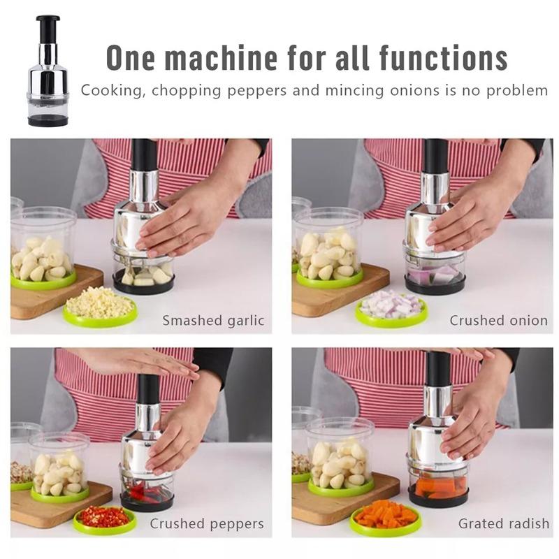 304 Stainless Steel Manual Press Type Garlic Mincer Kitchen Supplies Multifunctional Garlic Onion Vegetable Chopping Machine