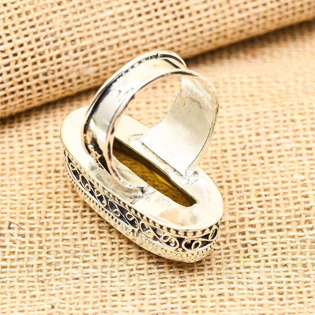 Драгоценный камень цитрин ручной работы из стерлингового серебра 925 пробы винтажные ювелирные изделия для подарочного кольца