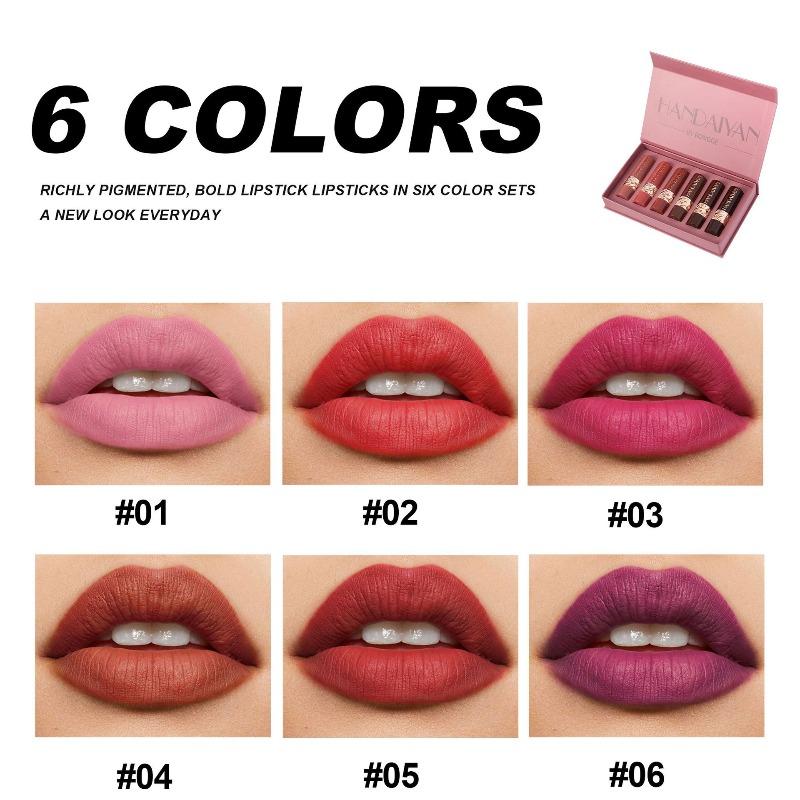 Six Matte Lipstick Sets - Long-lasting, Waterproof and Easy-to-paint Lipstick Lipstick Case Set