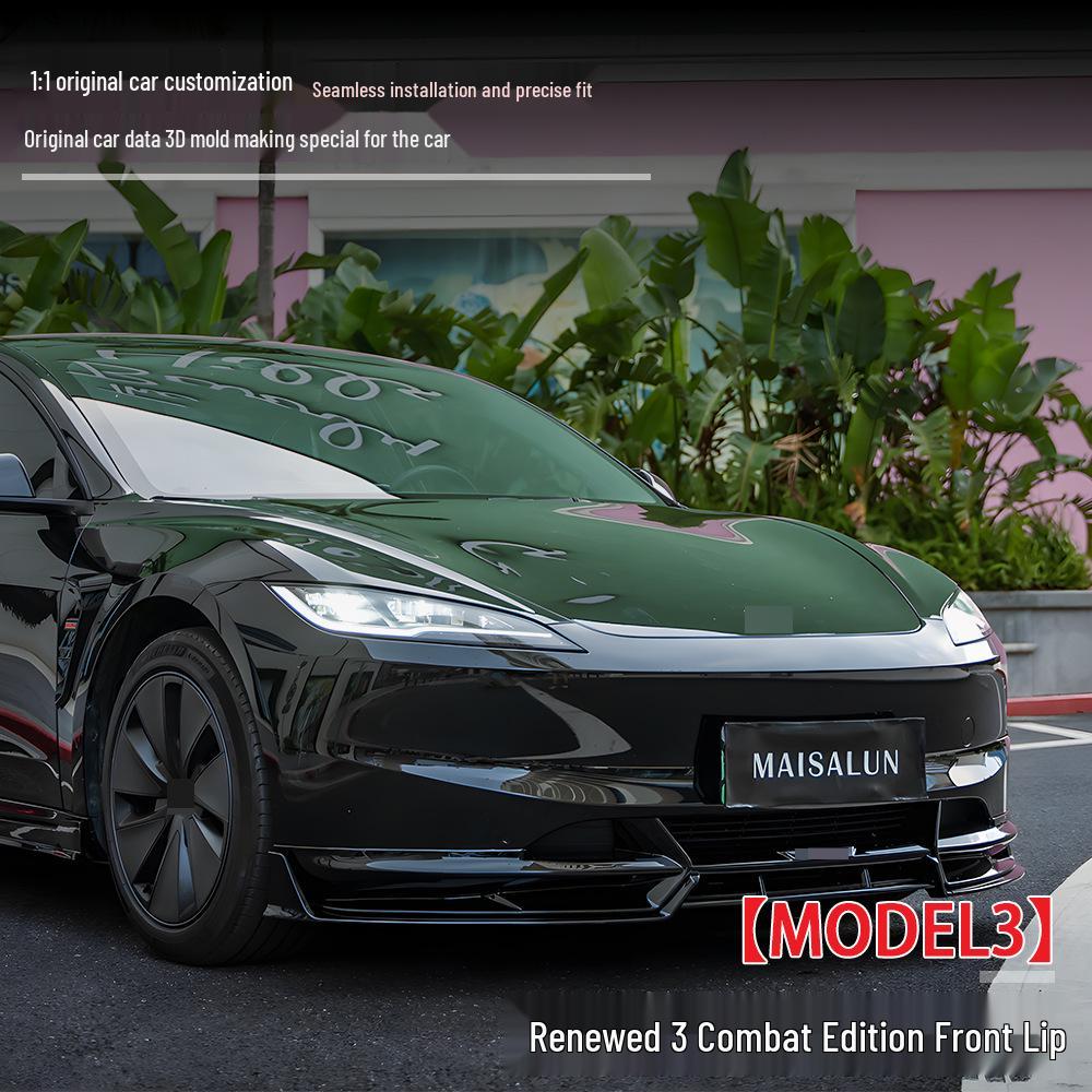 Глянцевый Черный Передний Сплиттер для Tesla Model 3 2024+ Издание Fighter, Высокое Качество.