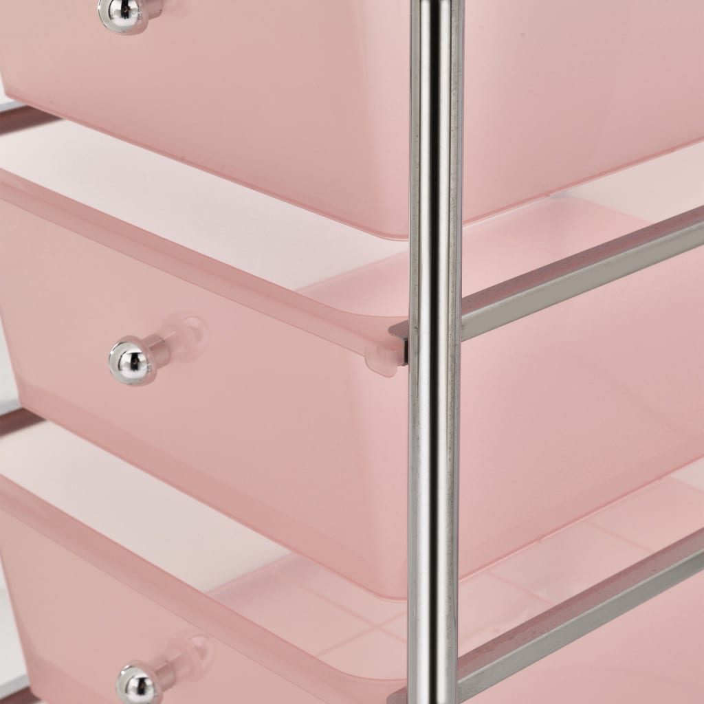 4 Drawer Trolley in Pink Plastic