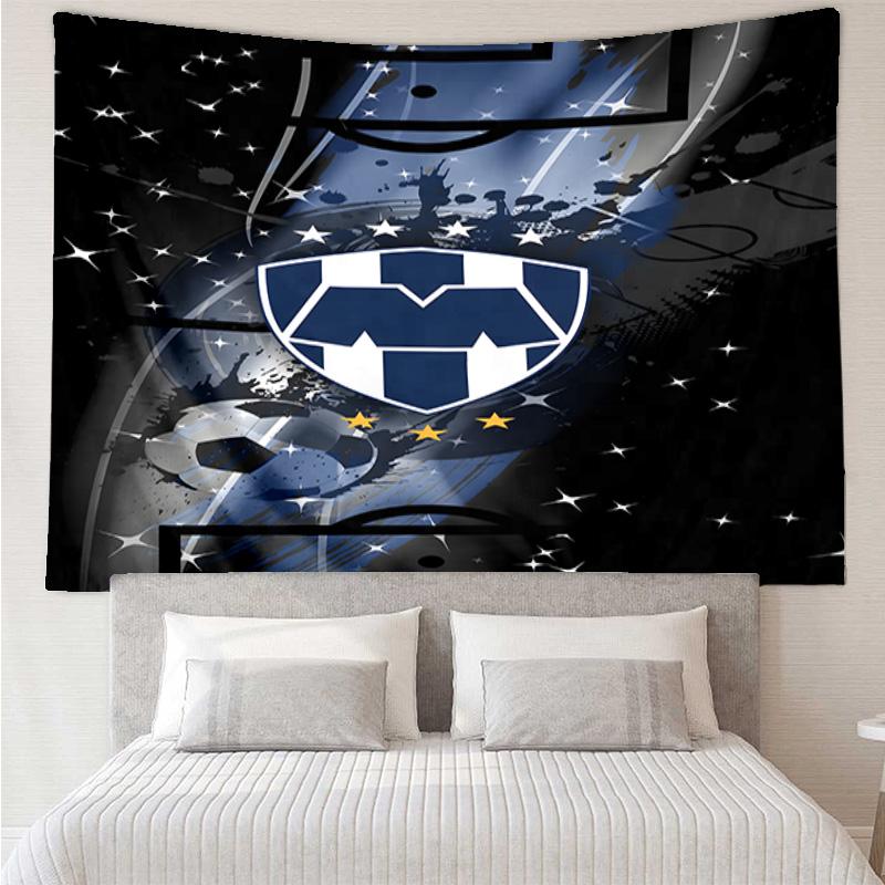 1PC Monter-rey Football Crest Art Printed Tapestry Room Decoration Wall Hanging for Living Room Bedroom, dormitory, Birthday and Christmas gifts