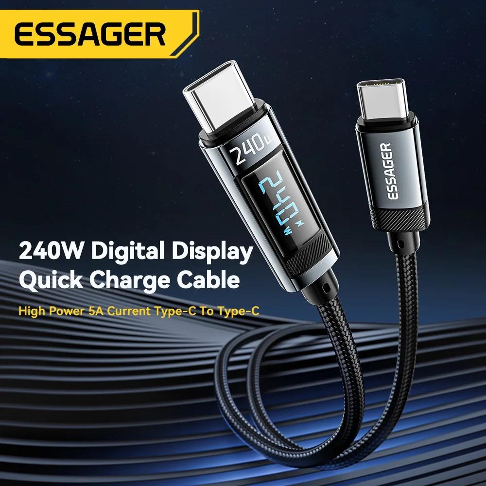 Essager USB C To USB Type C Cable 240W 5A PD 3.1 Fast Charging Charger Digital Cable For iPhone 15 Laptop MacBook Pro Xiaomi