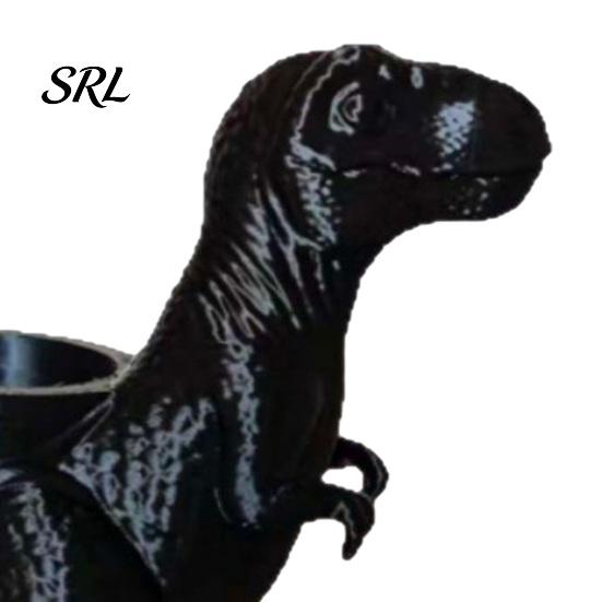 Functional Indoor Gardening Pot 3D Printed T-Rex Planter Pot, Dinosaur Succulents Flower Creative Matte Black Decorative Statuette Storage Holder for