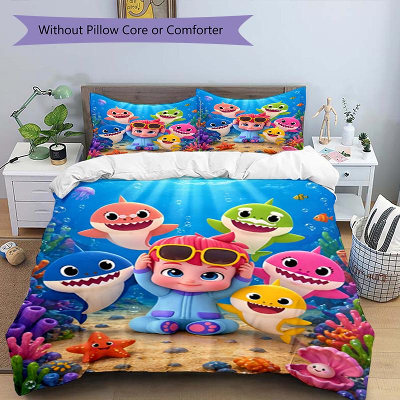 3pcs Shark Bedding Set Duvet Cover Closure Includes 1 Duvet Cover & 2 Pillowcases, Soft and Comfortable for All Seasons.