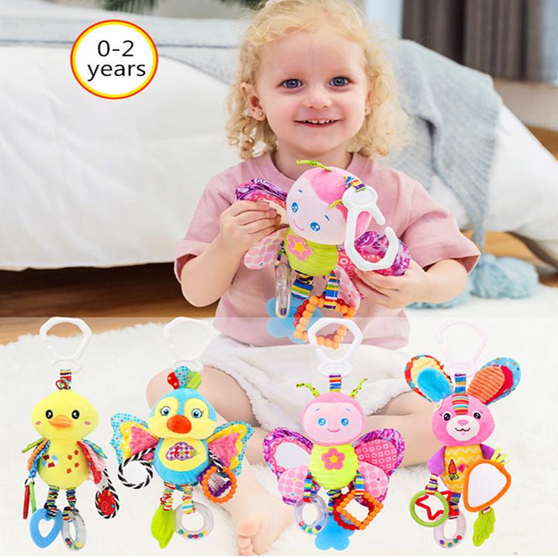 Cute Baby Bed Stroller Hanging Toys Teether Baby Rattle Mobiles Plush Animal Toys Baby Toys Gifts