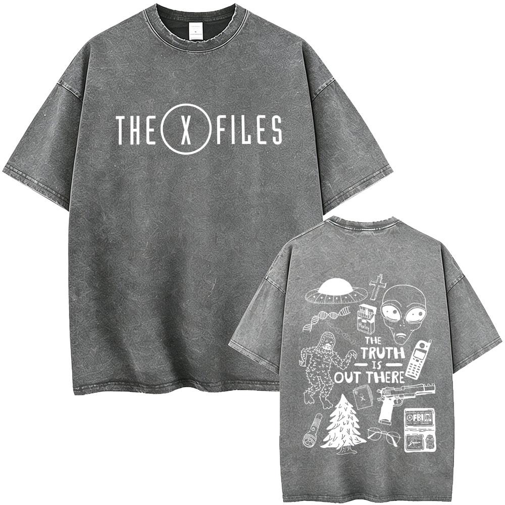 Washed Vintage Movie The X Files All The Taglines The Truth Is Out There Graphic Tshirt Mens Women Casual Cotton Retro T Shirt