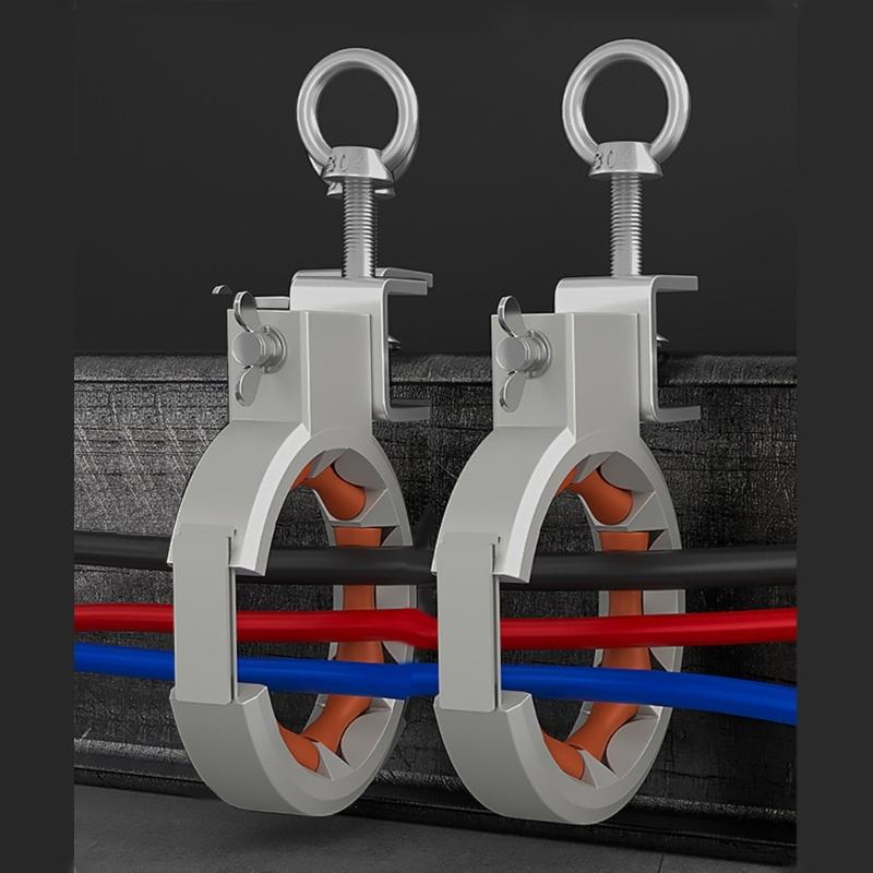 Industrial Bridge Cable Guide Tool 65mm Wide Smooth Roller 330 Degree Adjustable Clamp For Construction Wiring