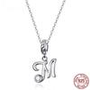 S925 Sterling Silver Vintage Letter A To Z Pendant Necklace Initial Long Chain Necklace Platinum Plated Women Fine Jewelry