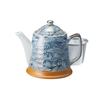 Чайник Ale-net, 10,9 x 12,6 см, 460 мл, узор Сикайха (синий), с ситечком для чая, фарфор Мино, сделано в Японии, стильный