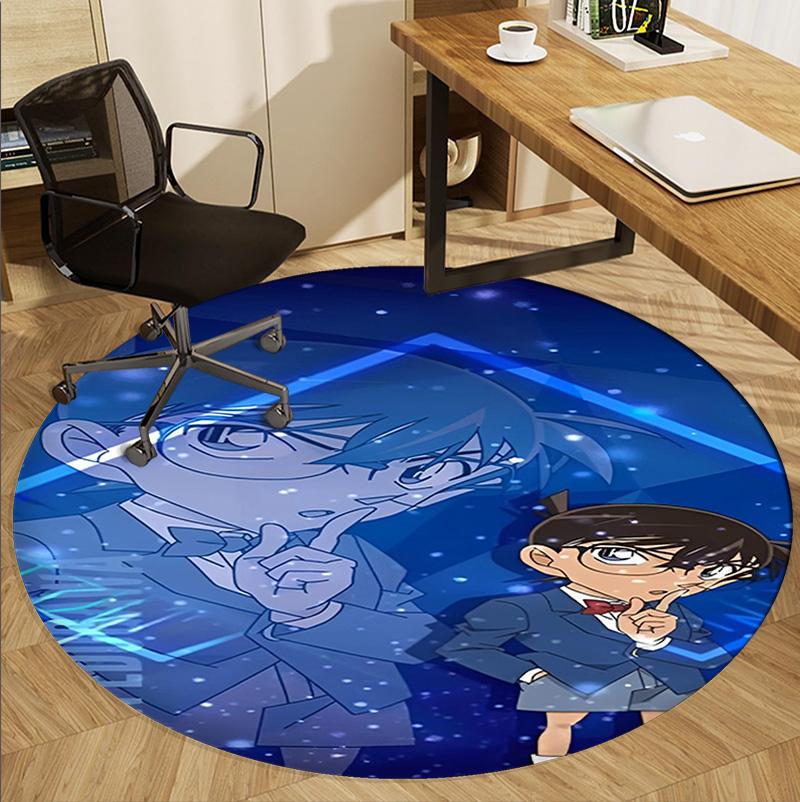 Detective Conan Pattern Round Rug, Indoor/Outdoor Mat, for Picnic, Gameroom, Bedroom, Office, Living Room, Home Decor Carpet, Birthday Gift