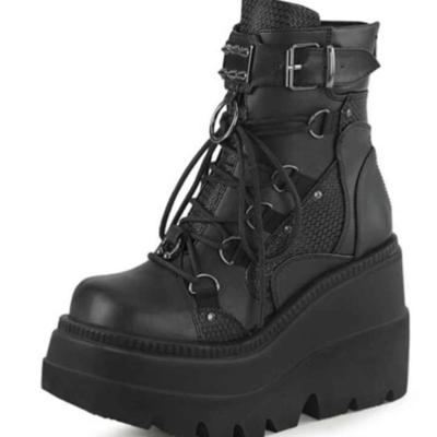 Модные женские сапоги на платформе с высокими танкетками 2024 года, осень-зима, новинка, панк, Хэллоуин, ведьма, косплей, женские сапоги, готические, Botas De Mujer 2024