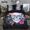 Sugar Skull Duvet Cover Set,3D Printed Gothic Skull Bedding Set,Soft Comforter Cover with Zipper Closure and 2 Pillow Shams