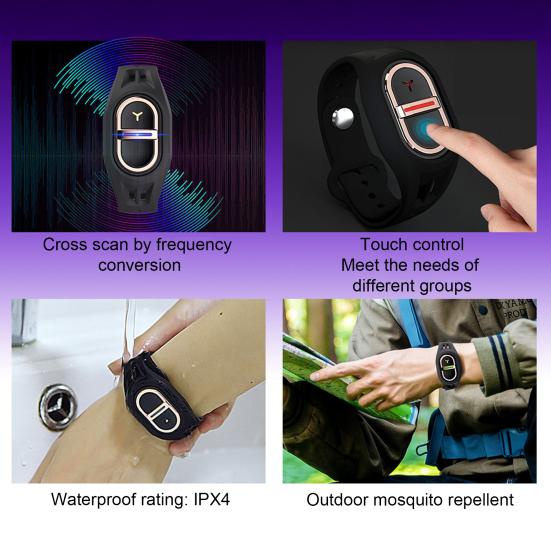 Электронный ультразвуковой репеллентный браслет DEET Free перезаряжаемый портативный водонепроницаемый для походов на открытом воздухе для взрослых и детей репеллентный силиконовый браслет