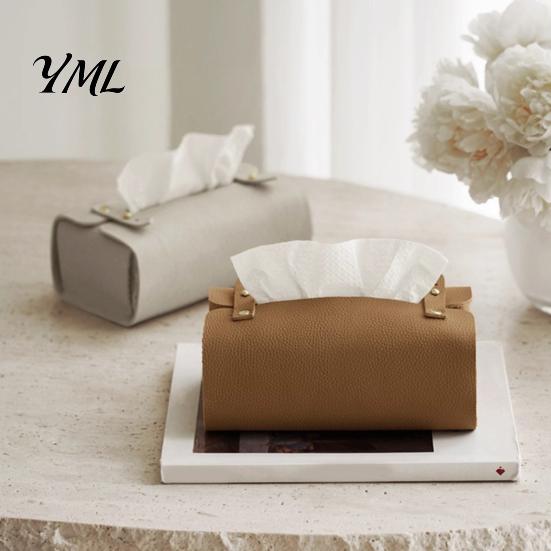 Bedroom Tissue Container Faux Leather Box, Minimalist Napkin Holder for Living Student Dormitory Storage Bag Room Desk, Decorative Dispenser