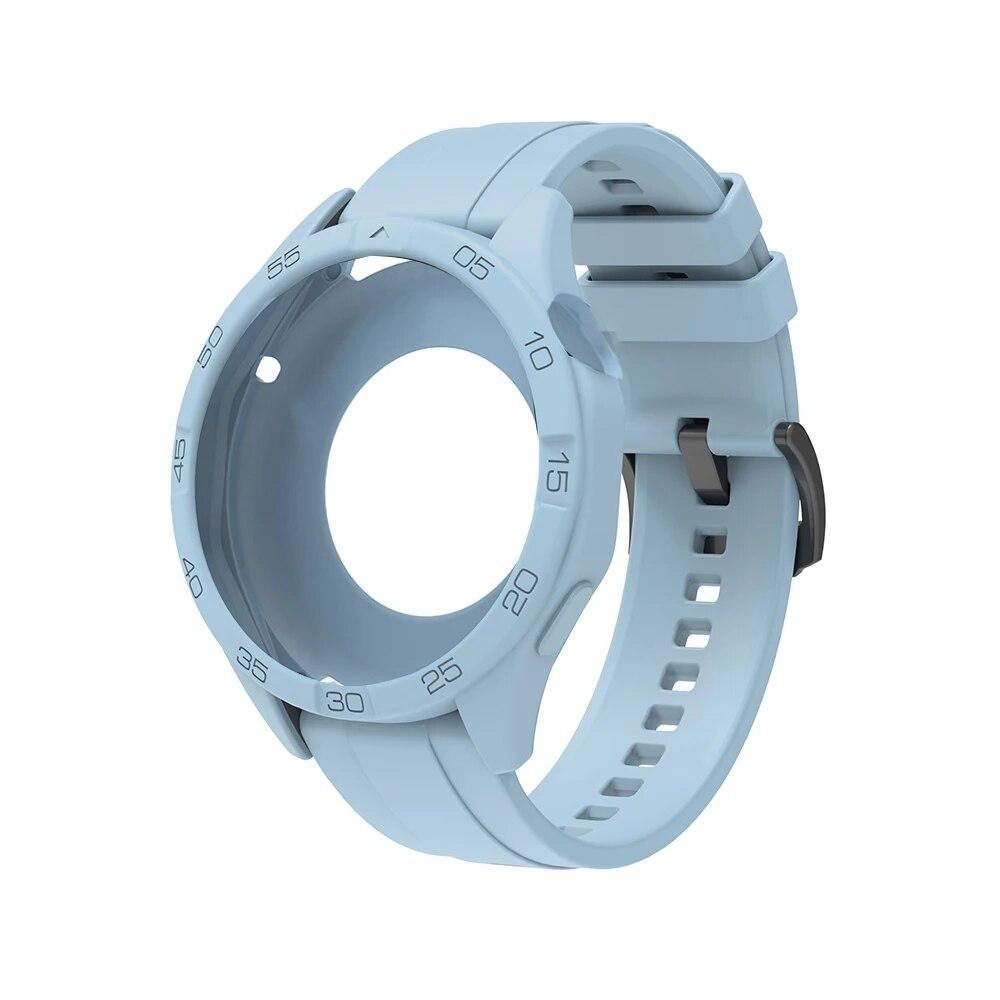 Чехол + ремешок 2 в 1 для Huawei Watch GT 4 46 мм, высококачественный силиконовый защитный чехол для часов и ремешок, один цветной ремешок для часов, чехол