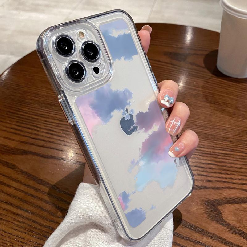 Прозрачный чехол с цветочным принтом для iPhone 16 15 14 11 Pro Max 13 12 Mini 15 14 Plus XR Xs Max 7 8, защита объектива, ударопрочный цветной силиконовый чехол