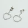 92.5 Silver Heart Silver Needle Earrings - Silver Cubic