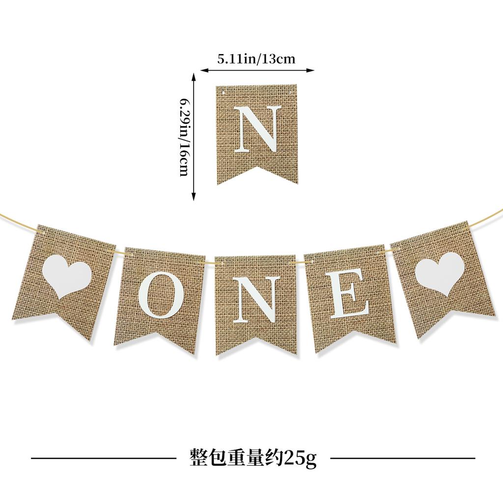 Baby Birthday 1 Year Old Banquet Party Dining Chair Arrangement Banner One Imitation Linen Flag Customization