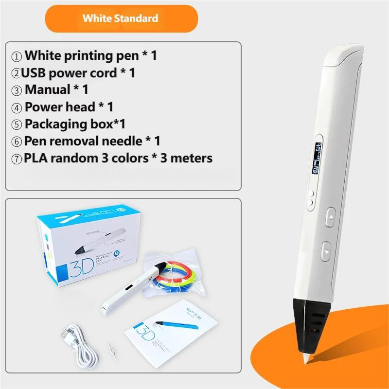 3D-ручка RP800A, ручка для рисования, OLED-дисплей, 3D-ручка для печати с PLA-филаментом для рисования, создания рождественских подарков