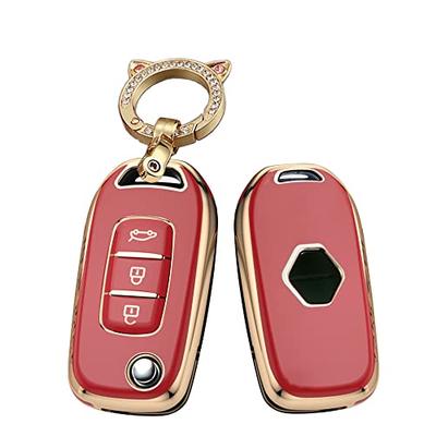 SANRILY Чехол для ключей Renault, Держатель для ключей, Защитный чехол для ключей, Роскошный, Прочный, Красный, Совместим с Duster, Megane, Duster, Sandero, Kandu, Captur, и