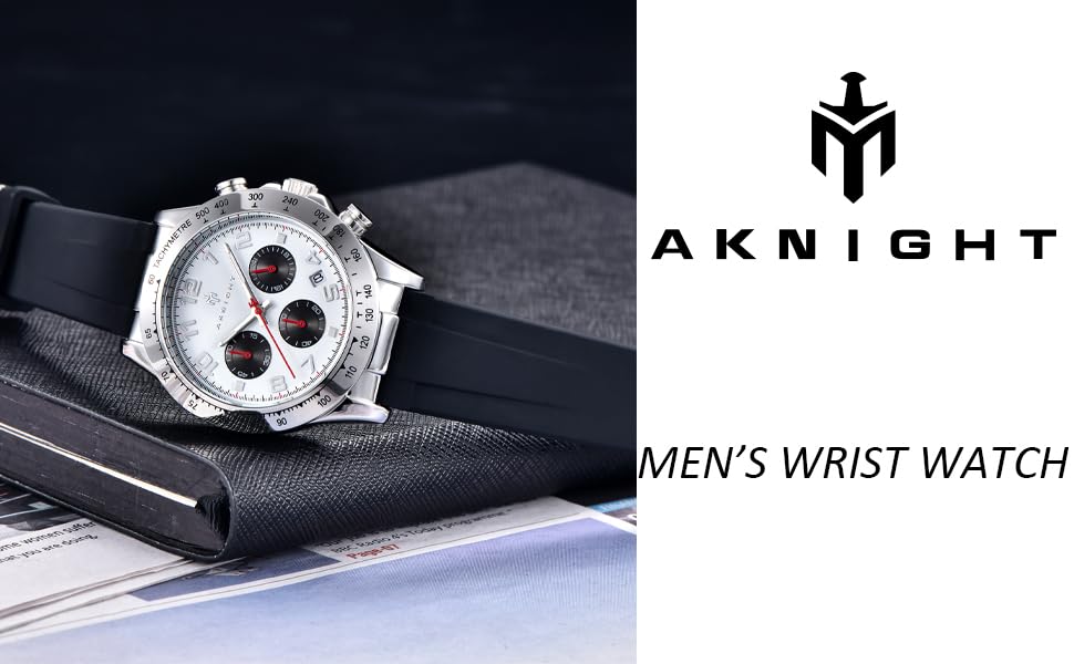AKNIGHT Watch Fashionable Popular Quartz Soft Silicone Strap Chronograph Easy To See Luminous Analog Arm Clock Waterproof Date Watch for Men Japanese